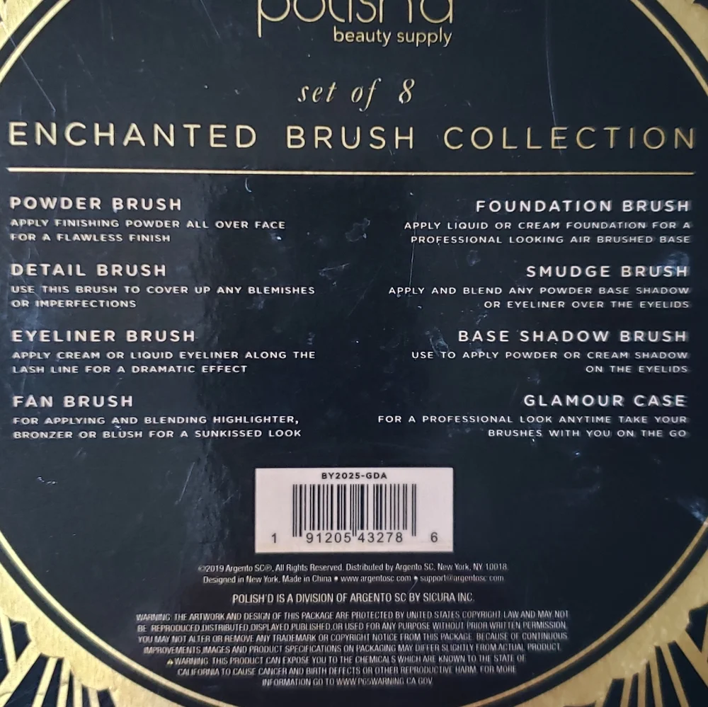 Polish'd Set of 8 Brush Collection & Glamour Case